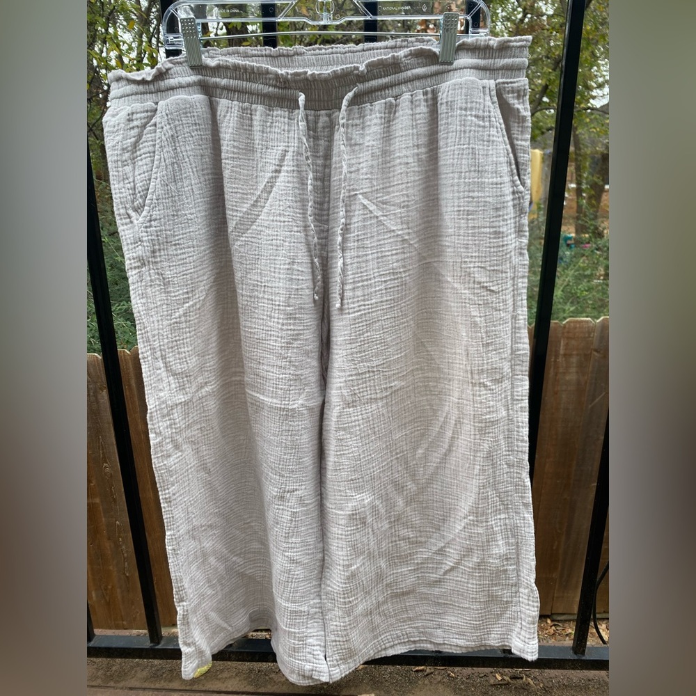 White Linen Wide-Leg Pants